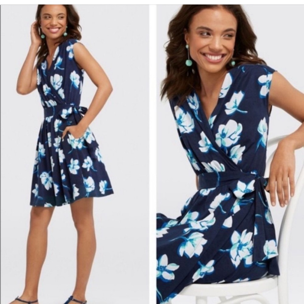 Draper James Floral Knot Wrap Dress Pima Cotton